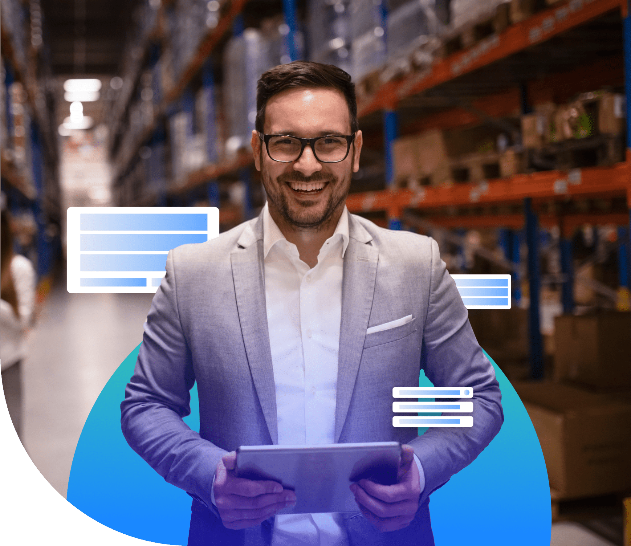 Empresario con tablet — préstamos SpinGo Pyme